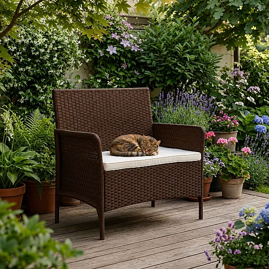 Ruda dvivietė sodo sofa su pagalvėle MultiGarden