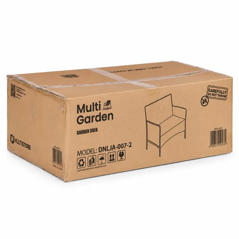 Ruda dvivietė sodo sofa su pagalvėle MultiGarden