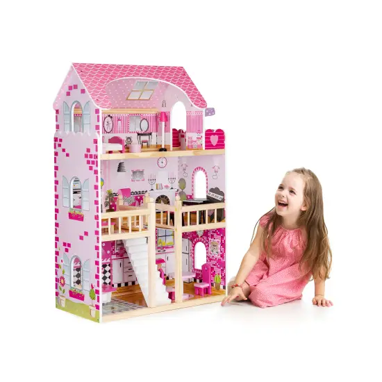 Medinis lėlės namelis su baldais ECOTOYS