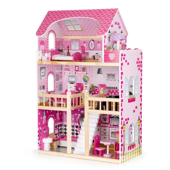 Medinis lėlės namelis su baldais ECOTOYS