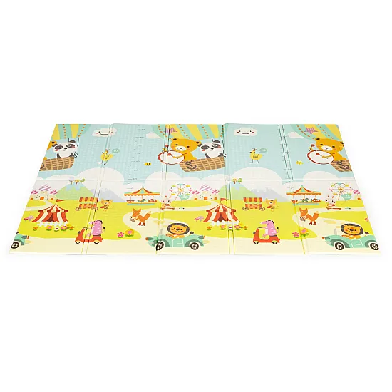Reversible foldable foam play mat with bag