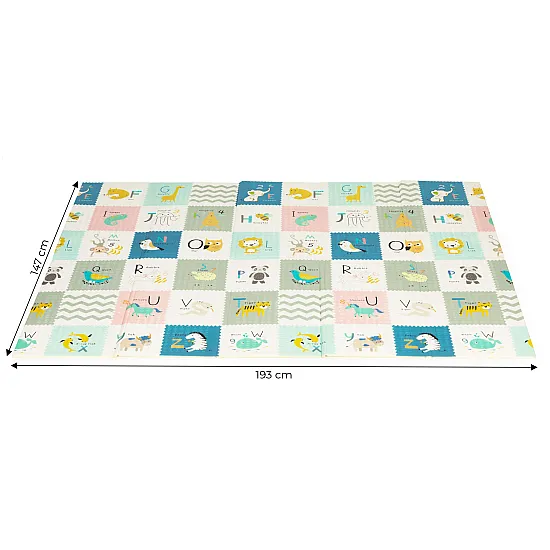 Reversible foldable foam play mat with bag