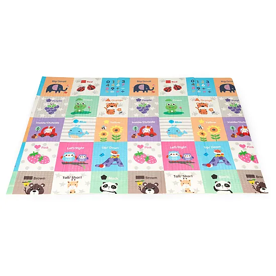 Double-sided educational foam play mat, 178 x 198 cm, foldable, large, with a bag