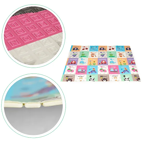Double-sided educational foam play mat, 178 x 198 cm, foldable, large, with a bag