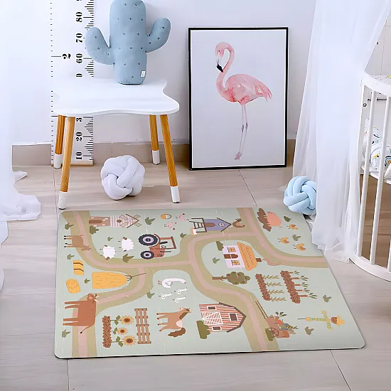 Liels EVA putu rotaļu paklājs bērniem „Saimniecība“, 90,5 x 90,5 cm, 21 daļas