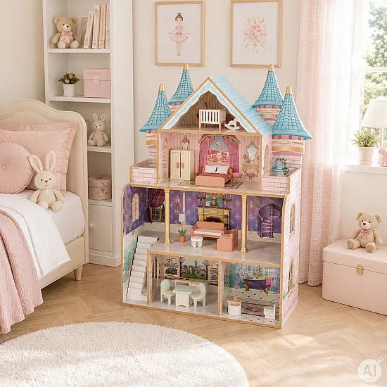 Drewniany domek dla lalek Bella marki ECOTOYS