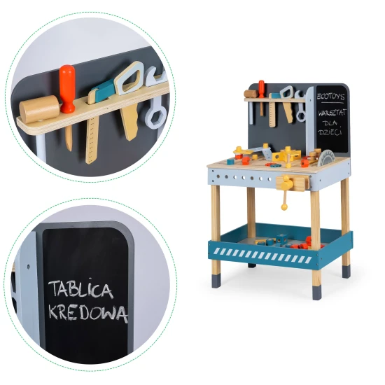 47 dalių medinių įrankių rinkinys Darbo įrankiai ECOTOYS