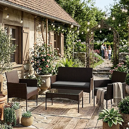 Dark brown garden furniture set