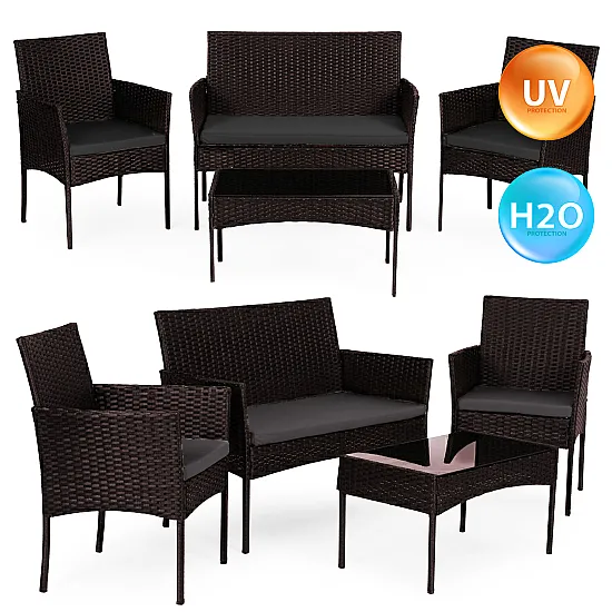 Dark brown garden furniture set