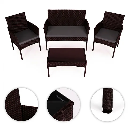 Dark brown garden furniture set