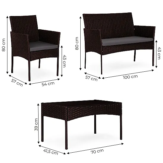 Dark brown garden furniture set