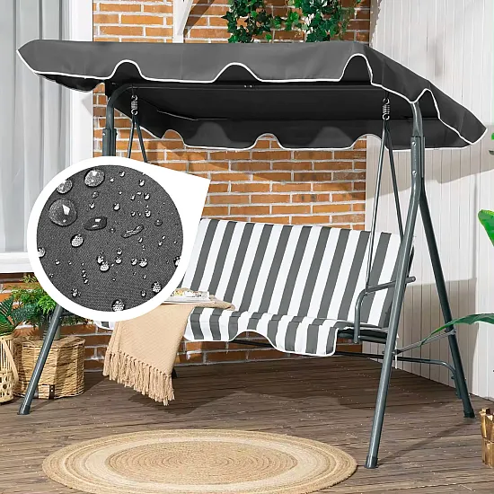 Sodo sūpynių stogelis 200 x 120 cm pilkos spalvos MultiGarden