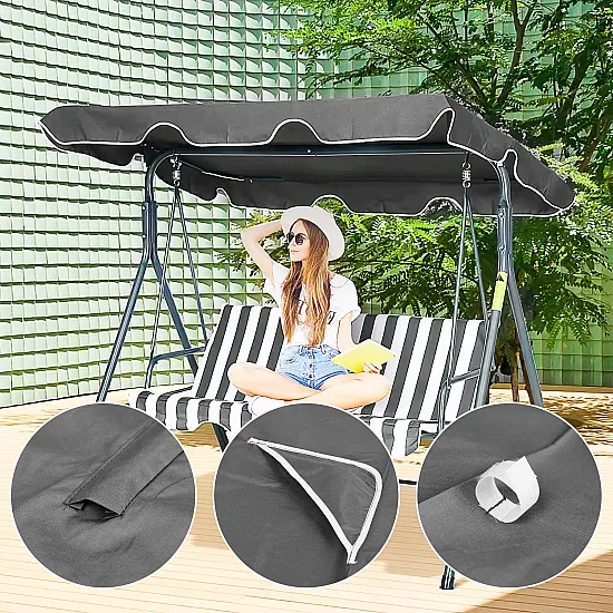 Sodo sūpynių stogelis 200 x 120 cm pilkos spalvos MultiGarden