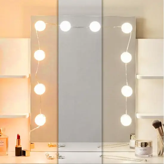 Didelis tualetinis staliukas su veidrodžiu ir 3 spalvų LED apšvietimu ModernHome