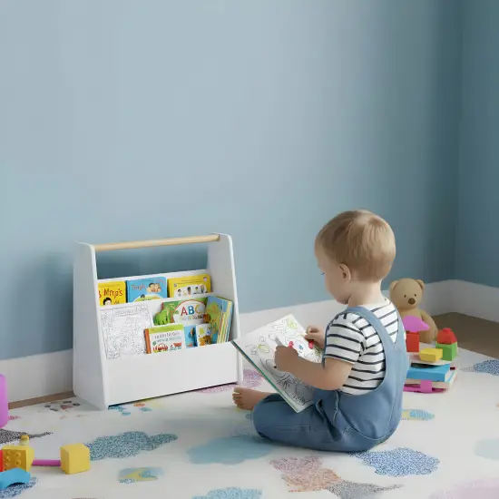 Balta vaikų knygų lentyna Montessori