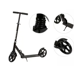 Sulankstomas juodas miesto paspirtukas 95–105 cm