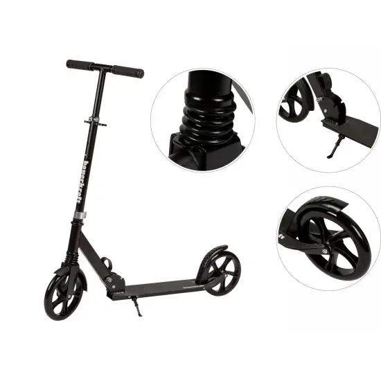 Sulankstomas juodas miesto paspirtukas 95–105 cm