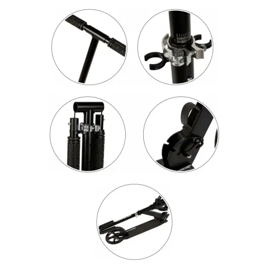 Sulankstomas juodas miesto paspirtukas 95–105 cm