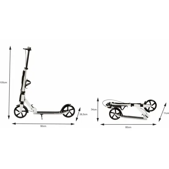 Sulankstomas baltas miesto paspirtukas 95–105 cm