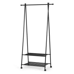 Must riidehoidja 2 riiuliga riiete ja kingade jaoks