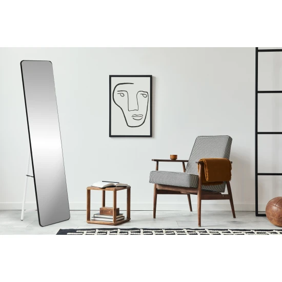 Large standing rectangular mirror, narrow frame, 148 cm