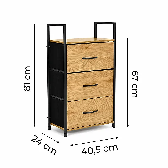 Spintelė su 3 medžiaginiais stalčiais ModernHome