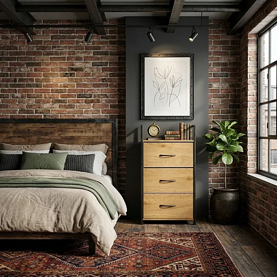 Spintelė su 3 medžiaginiais stalčiais ModernHome