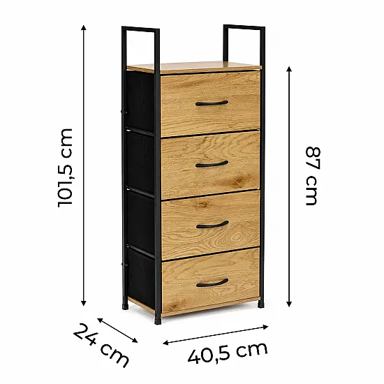 Spintelė su 4 medžiaginiais stalčiais ModernHome