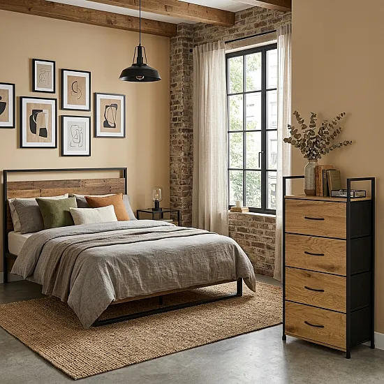 Spintelė su 4 medžiaginiais stalčiais ModernHome