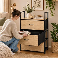 Pastatoma lentyna su 3 audinio stalčiais ModernHome