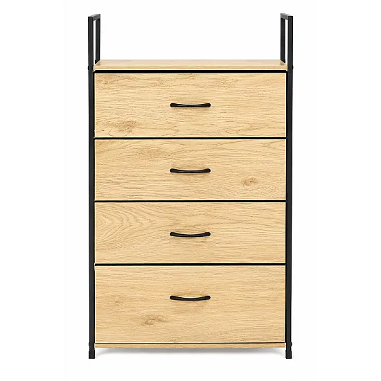 Pastatoma komoda/lentyna su 4 audinio stalčiais ModernHome