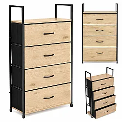Pastatoma komoda/lentyna su 4 audinio stalčiais ModernHome