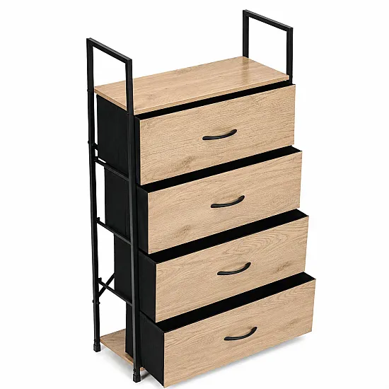 Pastatoma komoda/lentyna su 4 audinio stalčiais ModernHome