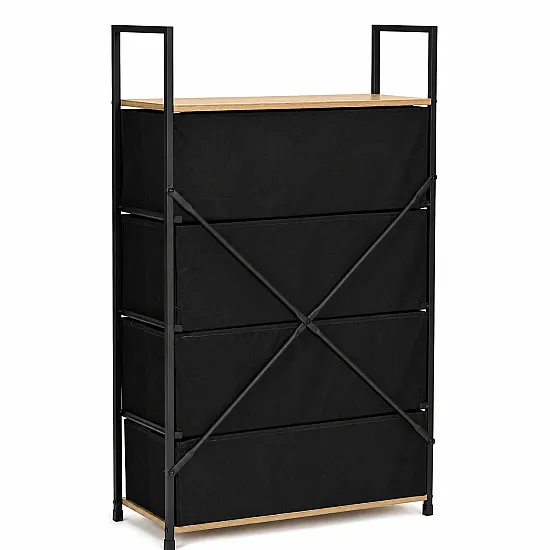 Pastatoma komoda/lentyna su 4 audinio stalčiais ModernHome