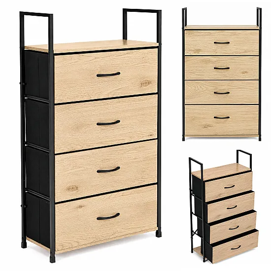 Pastatoma komoda/lentyna su 4 audinio stalčiais ModernHome