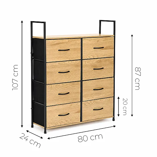 Spintelė su 8 audinio stalčiais 80 cm ModernHome