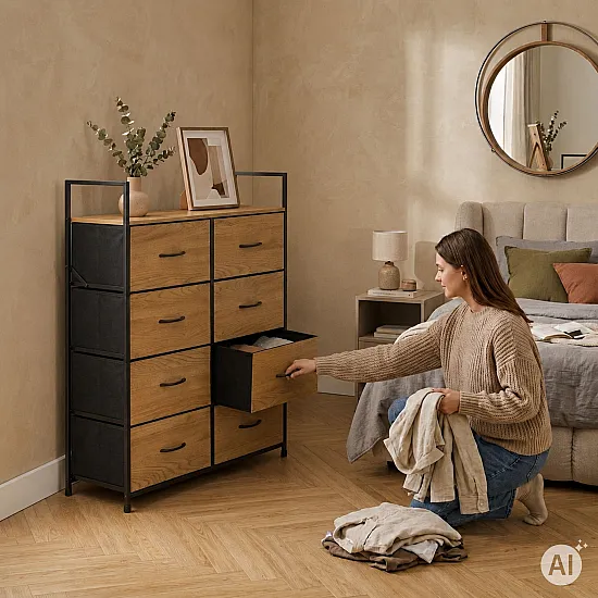 Spintelė su 8 audinio stalčiais 80 cm ModernHome