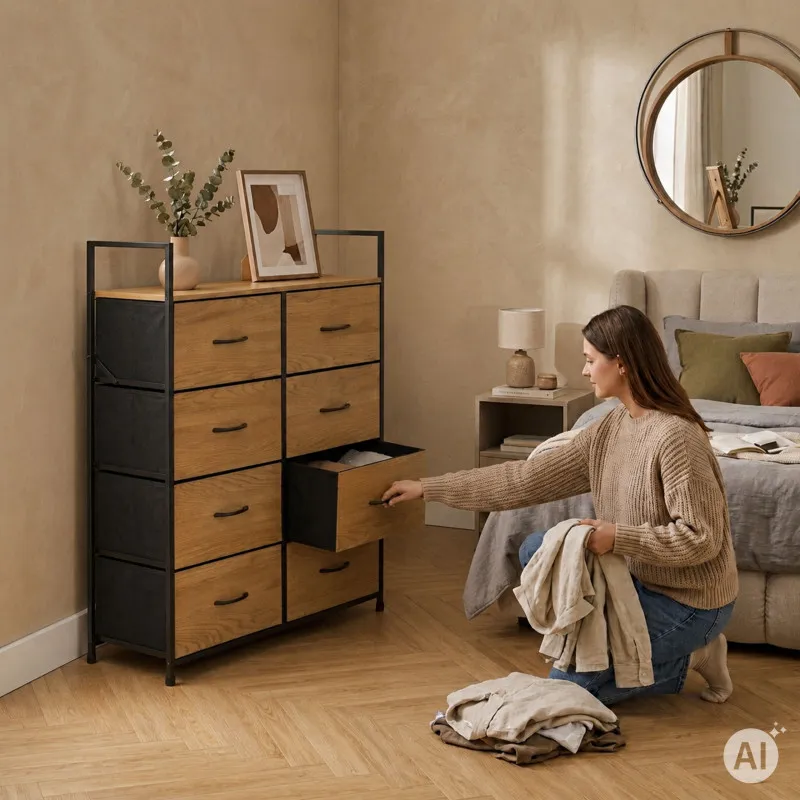 Spintelė su 8 audinio stalčiais 80 cm ModernHome