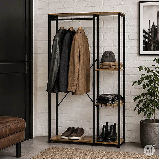 Pastatoma pakaba su lentynomis rusvos spalvos ModernHome