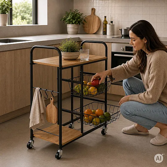 Lentynų stovas su ratukais ModenHome