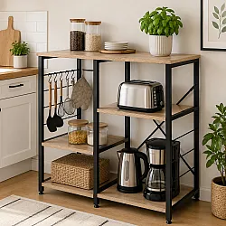 Virtuvės ir prieškambario lentyna 90cm su kabliukais ModernHome