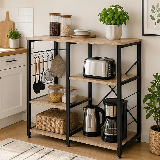 Virtuvės ir prieškambario lentyna 90cm su kabliukais ModernHome