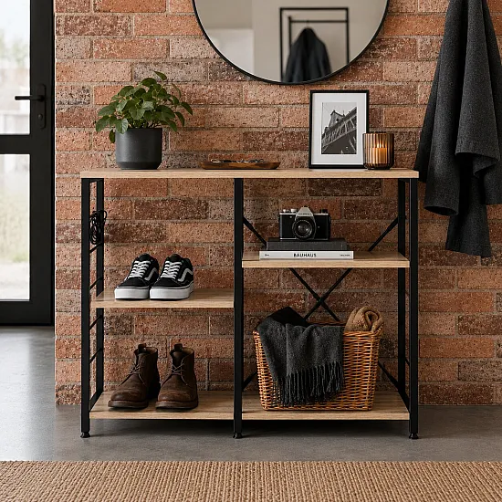 Virtuvės ir prieškambario lentyna 90cm su kabliukais ModernHome