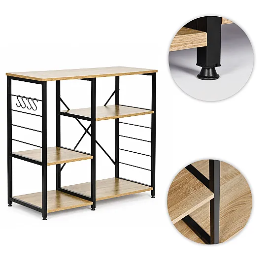 Virtuvės ir prieškambario lentyna 90cm su kabliukais ModernHome