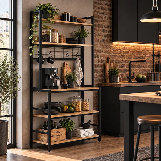 Beżowa półka kuchenna z 6 półkami ModernHome
