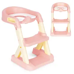 Vaikiška rožinė tualeto sėdynė su laipteliais ECOTOYS