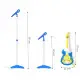 Mėlyna elektrinė gitara ir mikrofono rinkinys su stovu vaikams Muzikos instrumentai MULTISTORE