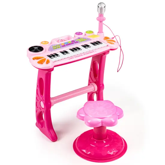 Elektrinis rožinis pianinas su mikrofonu ir MP3 grotuvu