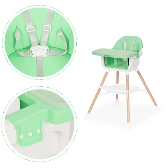 Vaikų maitinimo kėdutė 2-in-1 žalia ECOTOYS