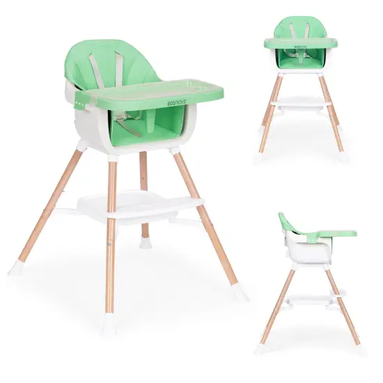 Vaikų maitinimo kėdutė 2-in-1 žalia ECOTOYS